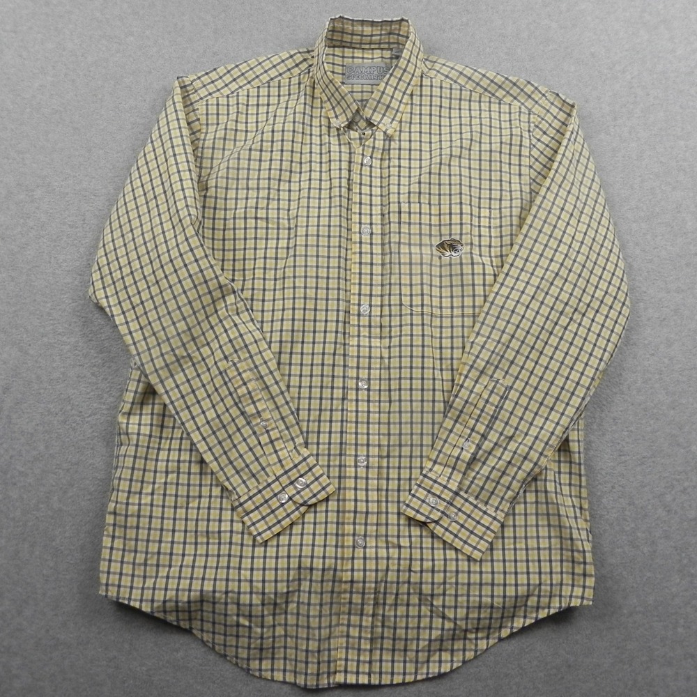 Campus Specialties Missouri Tigers Shirt Mens Medium Plaid Button Up Long Sleeve
